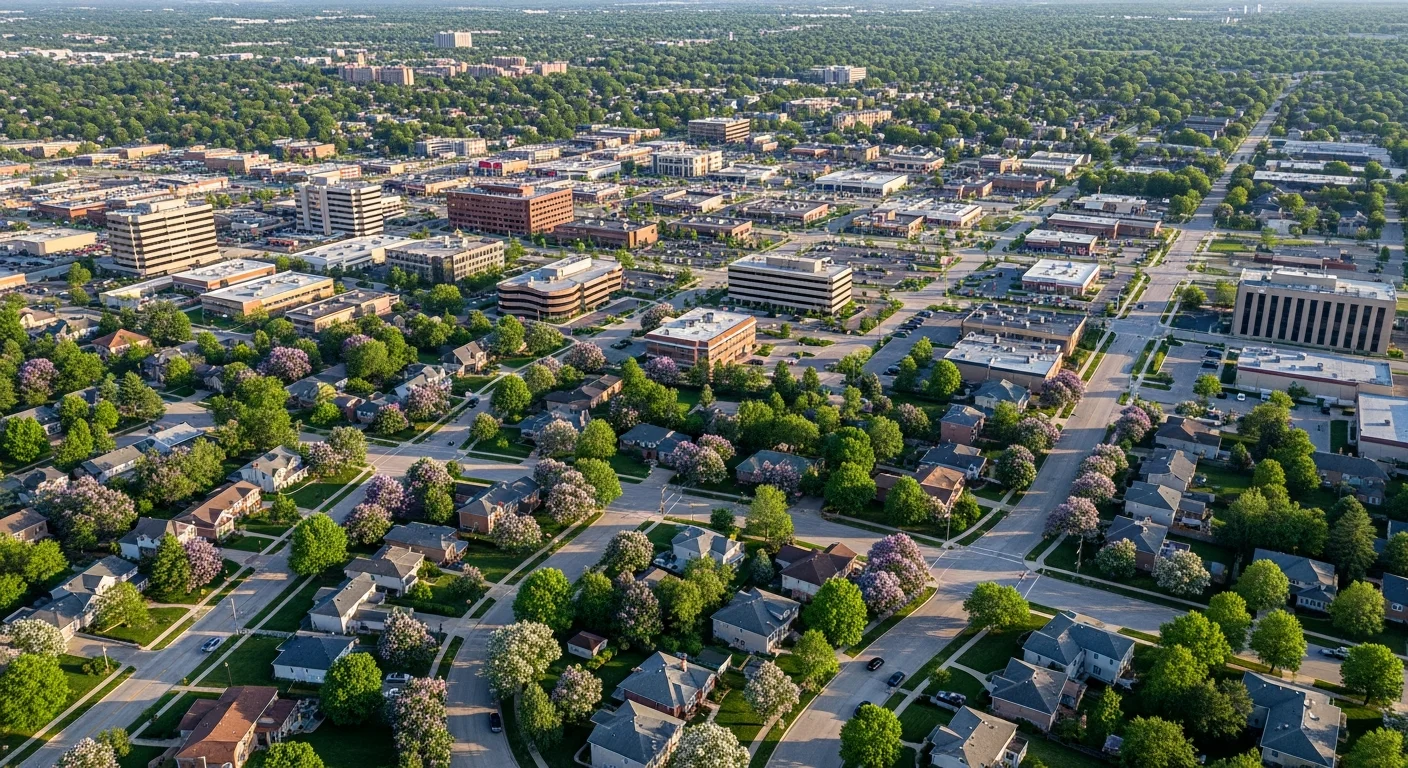 Aerial view of Lombard Illinois community