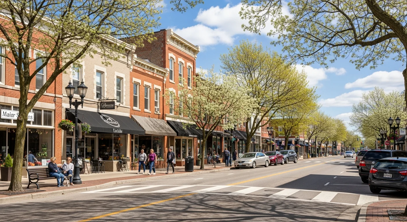 Downtown Lombard Illinois street scene