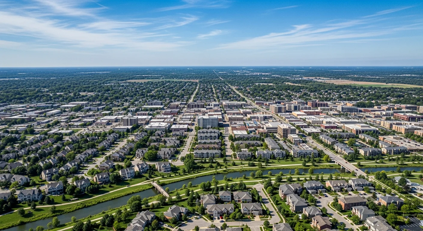 Aerial view of Naperville Illinois
